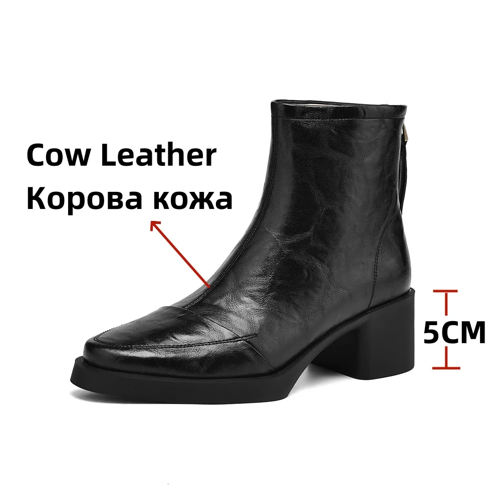 FEDONAS jesienne zimowe buty na wysokim obcasie seksowne damskie luksusowe buty masywne kostki Chelsea Boots moda nowe oryginalne skórzane buty