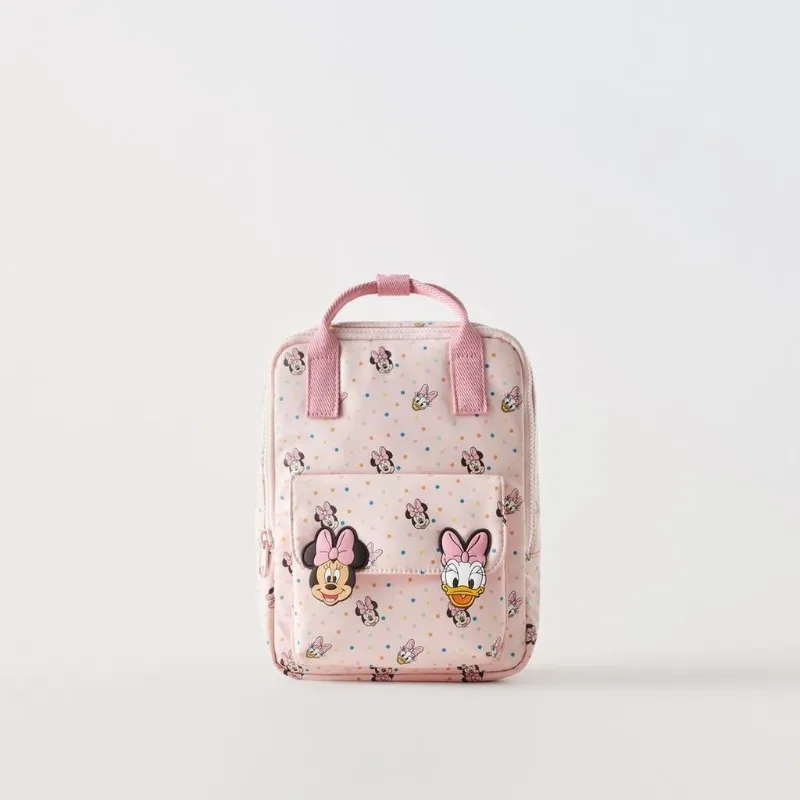 Mochila escolar multifuncional con estampado de Minnie y Mickey Mouse de Disney para niños, mochila para estudiantes moderna y versátil, novedad de 2024