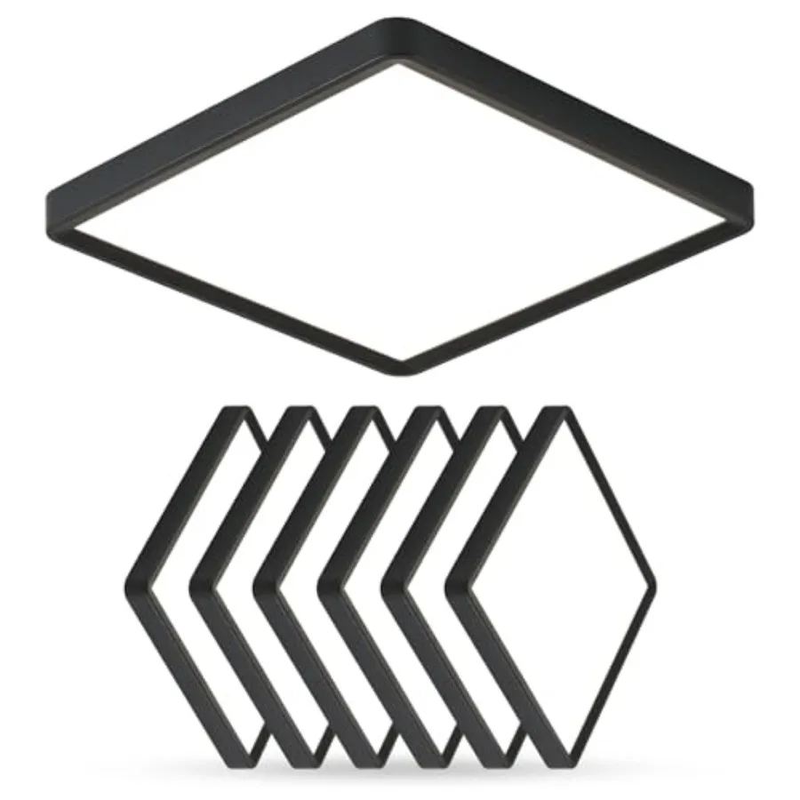 12 Inch 6PK Square LED Flush Mount Ceiling Light 24W 2500LM 3000K/4000K/6000K CCT Selectable LED Flat Panel Low Profile Ceiling