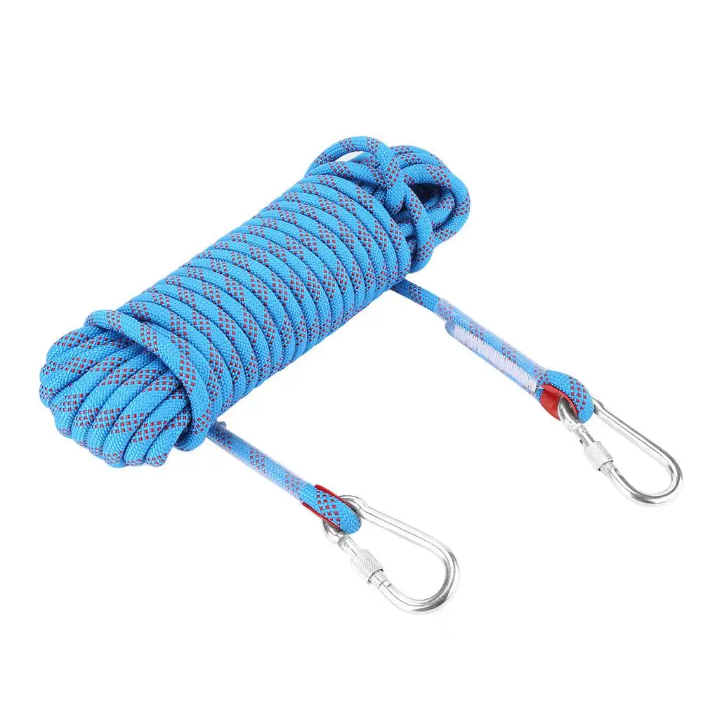 Durable Climbing Rope with Carabiner Buckle Lock - Outdoor Rock Climbing Survival Kit - Hiking Accessory - 10/20M Cord