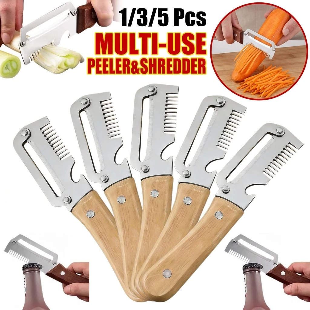 New Wooden Multi Functional Vegetable Peeler With Ergonomic Handle For Peeling And Slicing Fruits And Vegetables Durable Smooth