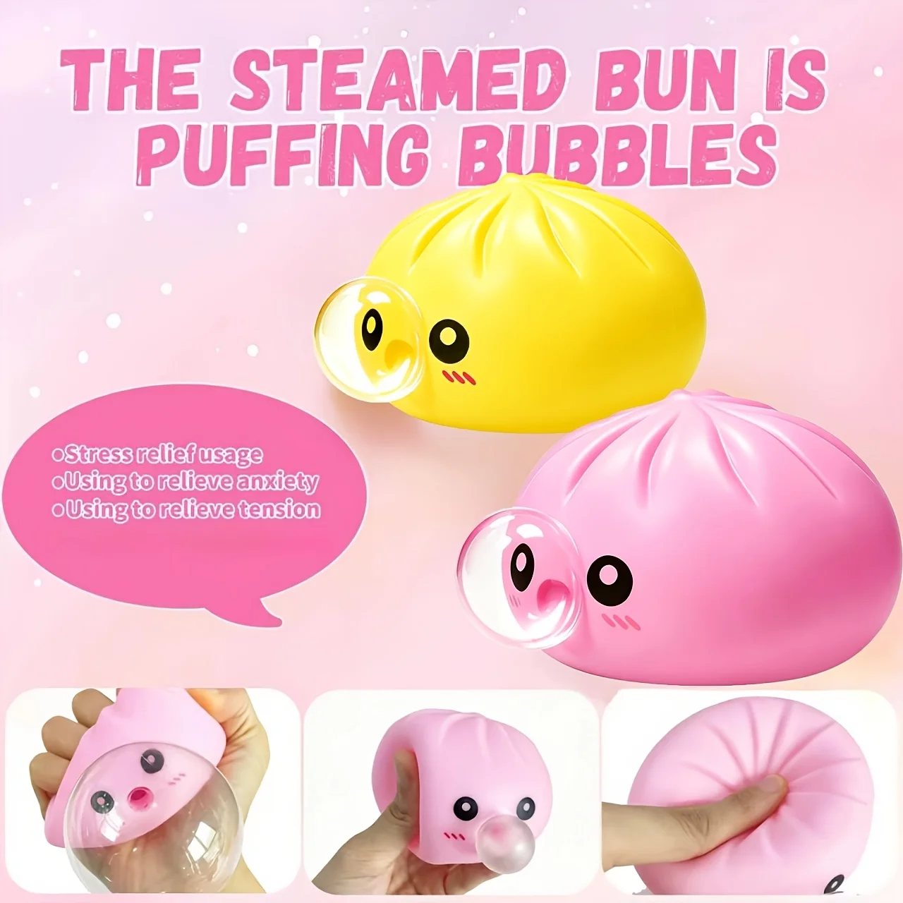 6 Colors Cute Dumpling Squishies Bubble Spitting Steamed Bun Squeeze Toy Instants Stress Anxiety Relief Office Desk Stress Gifts