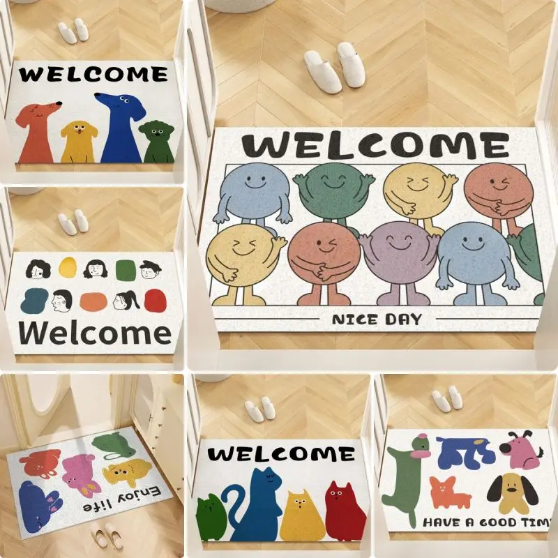 Cartoon Animal Floor Mat Wrinkle-Resistant Entry Doormat Non-slip Easy To Clean Rug Washroom Entrance Decorative Washable Carpet