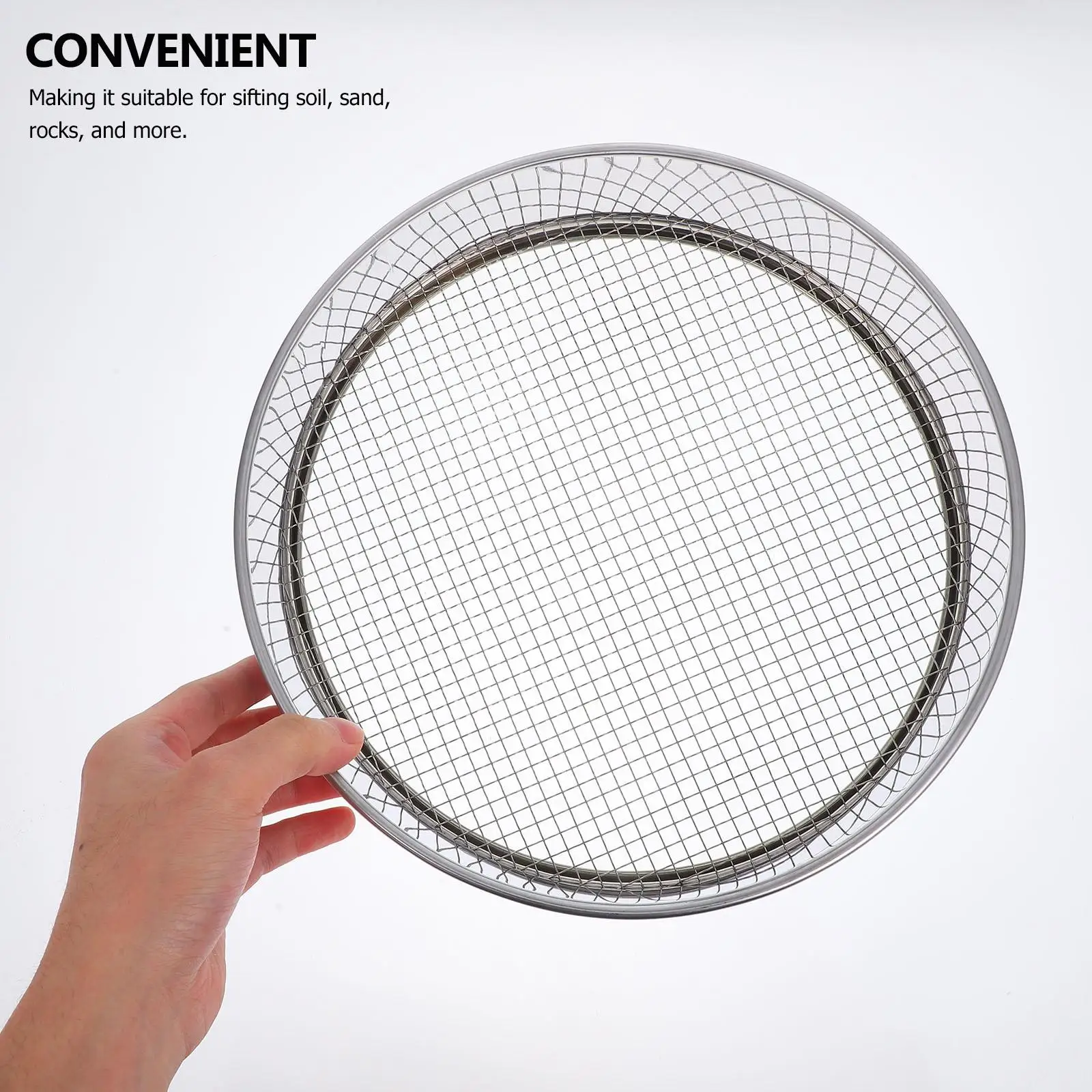Sieve Pan Soil Sifter for Rocks Compost Big Hole Screen Sand Mesh Silver Garden