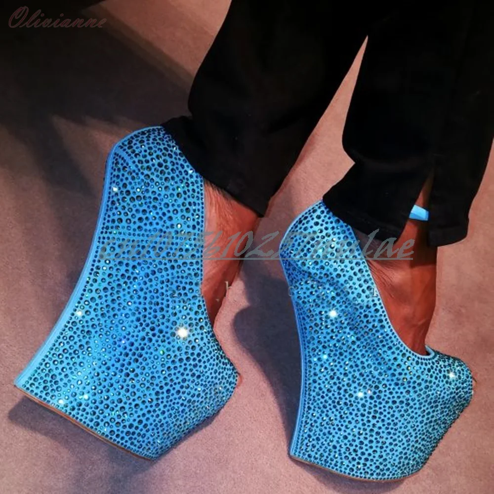 

Sky Blue Many Crystals Decor Pumps Strange Style High Heel Sexy Buckle Fashion Style Women Shoes 2025 Summer Zapatos Para Mujere