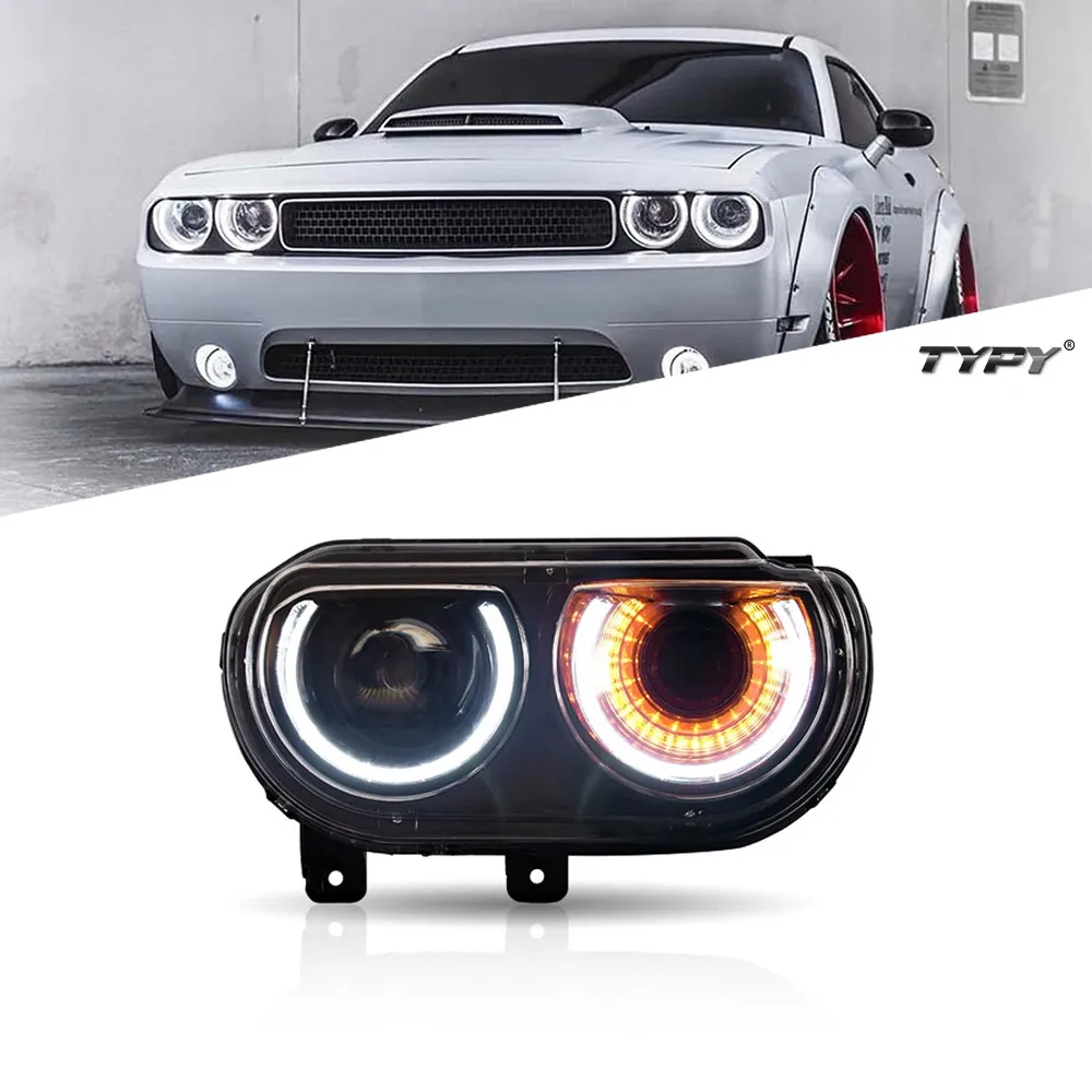 TYPY Car Headlights Assembly For Dodge Challenger LED Headlights 2008-2014 Upgrade to NEW Challenger Dynamic Turn Brake Headlamp