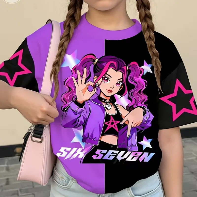 Girls T-shirts 3d Six Seven Italian Brainrot 67 Number T Shirt Toddler Short Sleeve Tops Y2k Summer Clothes Childrens Clothing