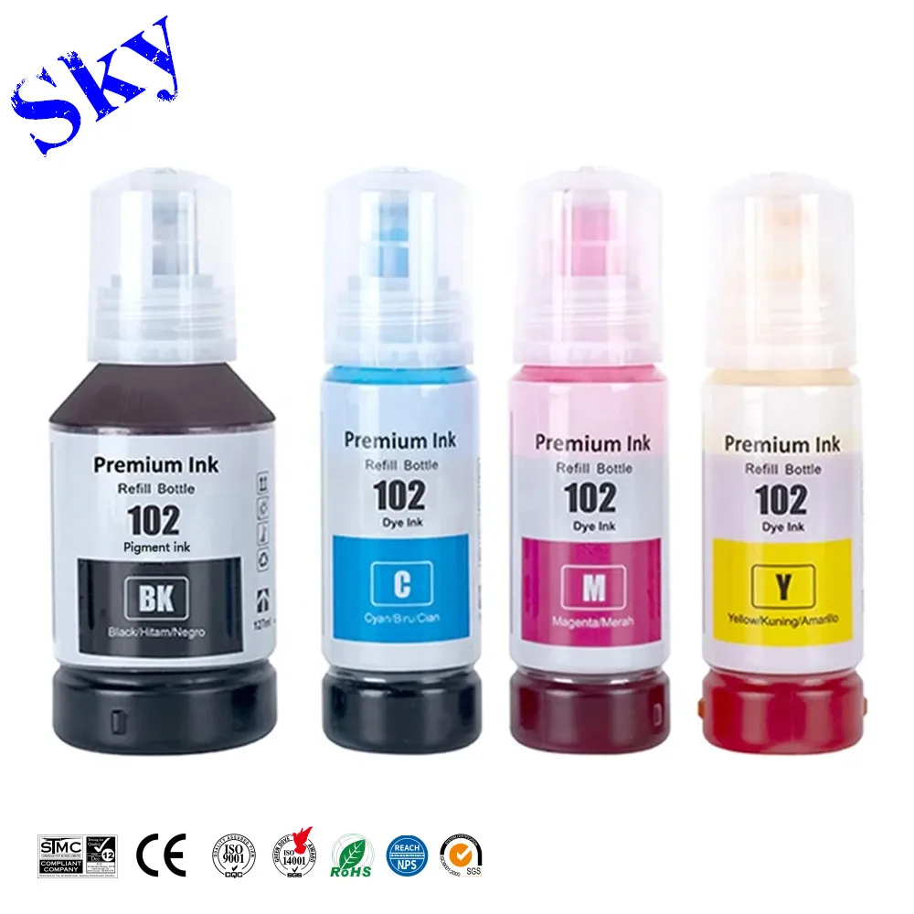 SKY 102 Premium Ink , 102 Ink C13T03R refill Ink For Epson ET-2700 ET-2750 2850 2856 3700 3750 3850 4750 4850 4856 ET-15000 etc