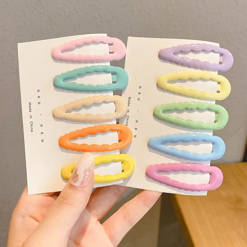 Macaroon Waterdrop Metal Baby BB Clips Girls Cute Cartoon Hair Pins Hair Clips for Kids Headwear Children Styling Tool 10 Colors