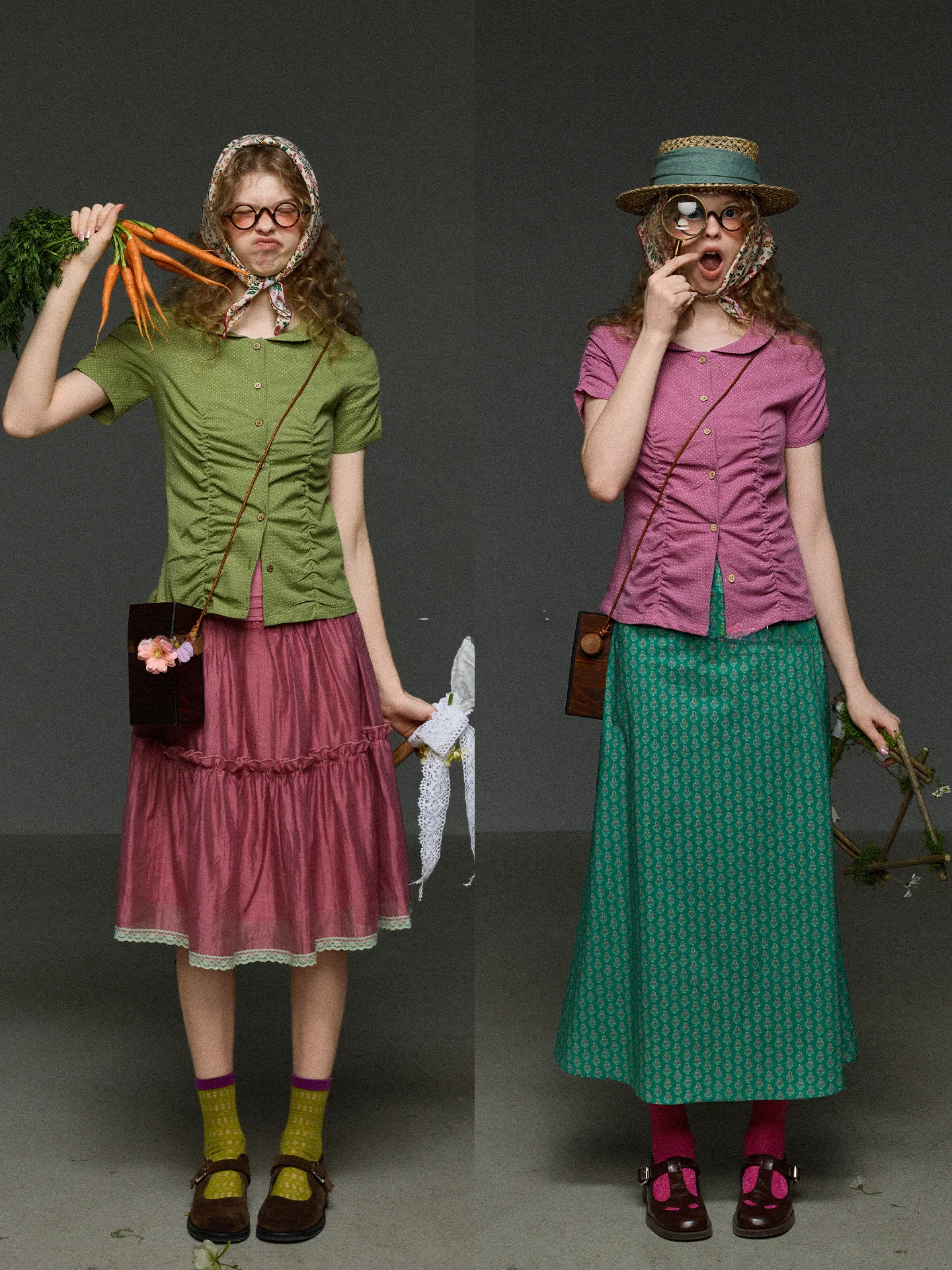 

Ретро-рубашка в горошек с воротником-стойкой, плиссированной талией и коротким рукавом, женская летняя приталенная универсальная укороченная рубашка