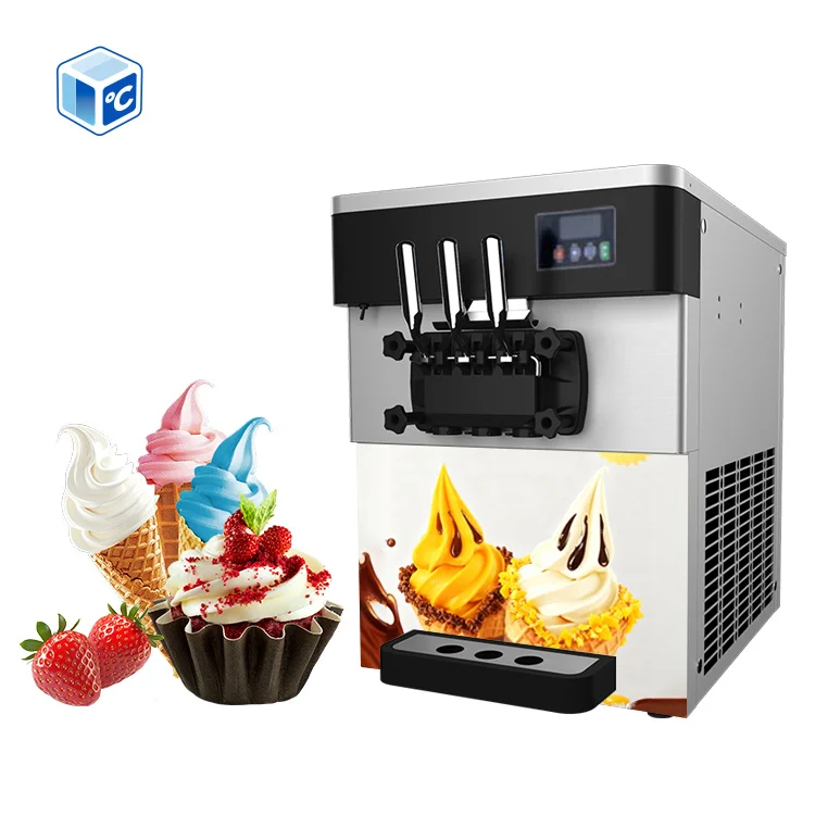 

CE ETL Commercial Ice Cream Machines Energy Saving 20-28l/H 304 Stainless Steel 3 Flavor Soft Ice Cream Vending Machine