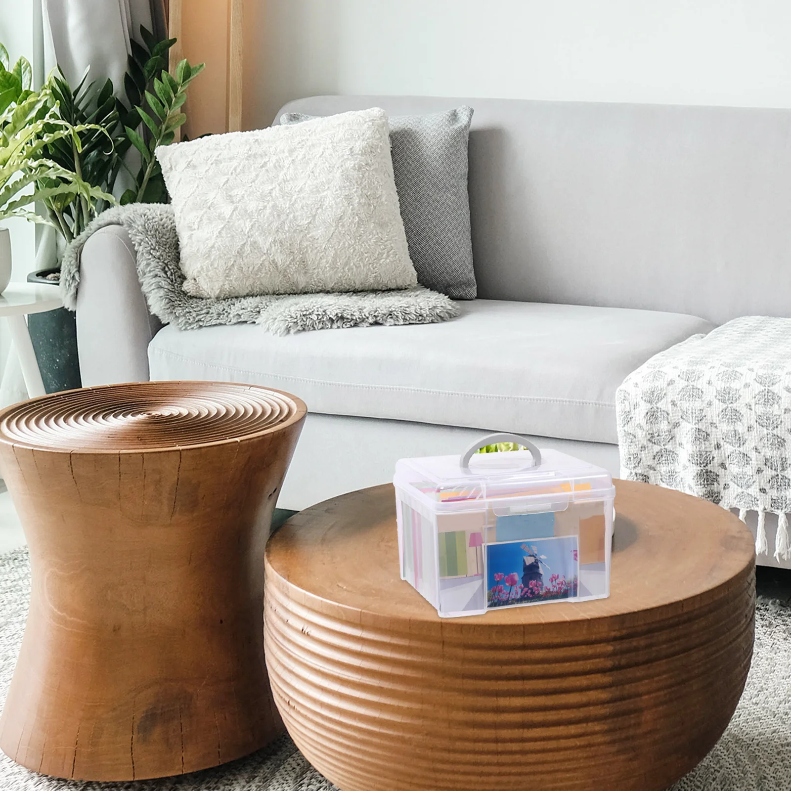 

Six Grids Portable File Organizer Transparent Plastic Document Storage Box Practical Non Slip Bottom Office Home