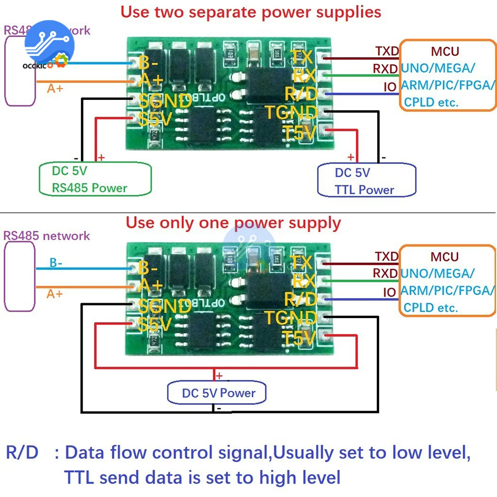 Industrial Grade RS485 to TTL232 UART Isolated Communication Surge Protection Module for PLC MCU FPGA