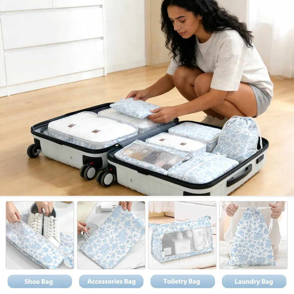 8 Piece Travel Packing Cubes Organizer Set