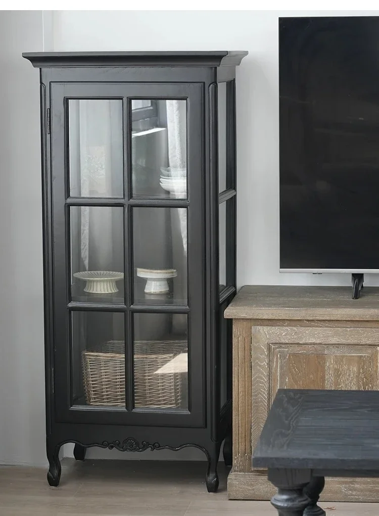 display bookcase solid wood retro old dining edge simple and modern