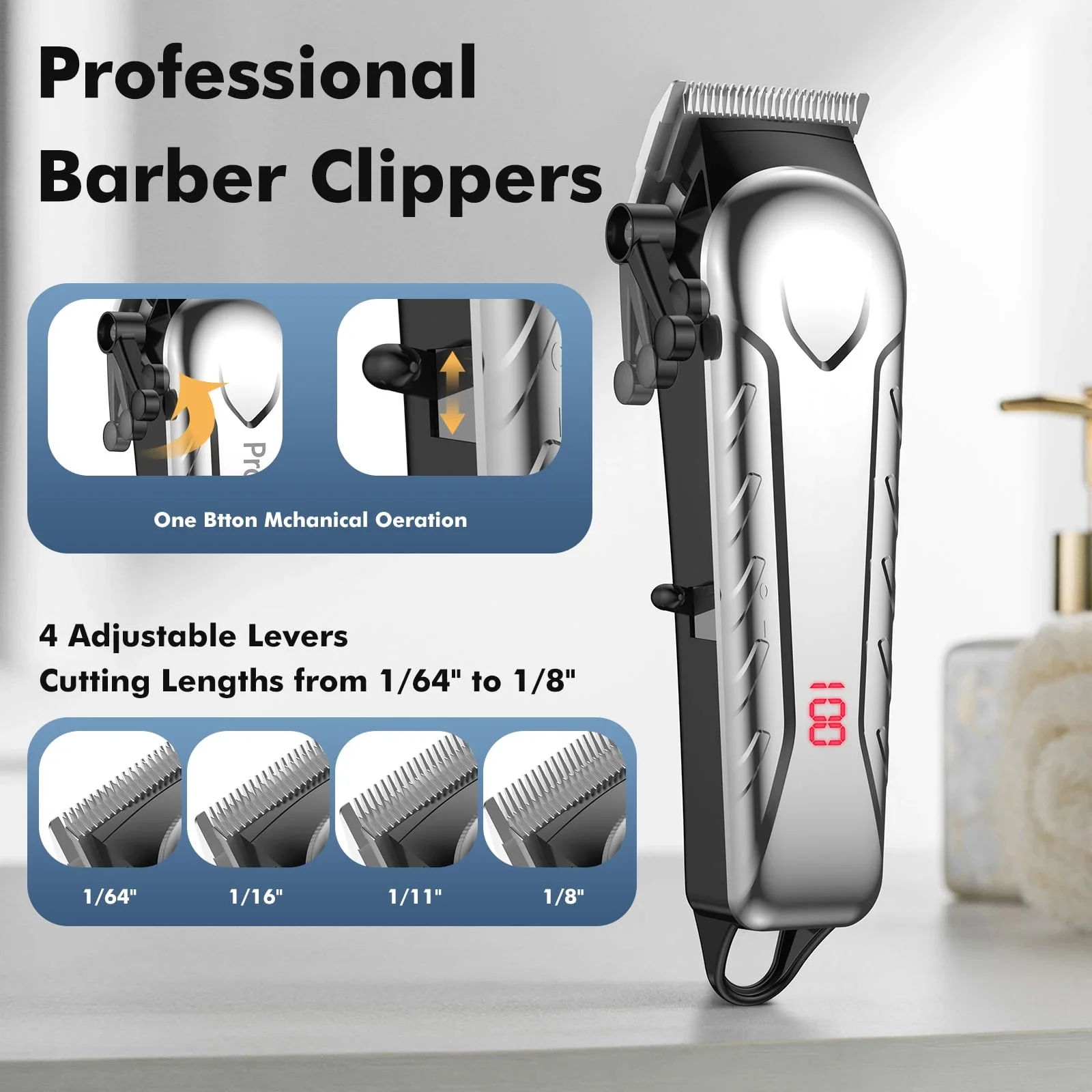 

Sweker Hair Clippers for Men, Professional Cordless Barber Clippers Trimmer with 10 Combs, Gift for Him