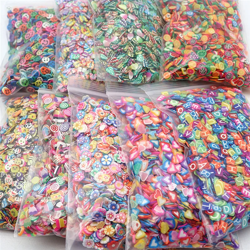 100-200g Polymer Hot Clay Fruit Love Flower Soft Pottery Slice Crafts DIY Mobile Phone Case Decorative Slime Accessories 3-7mm