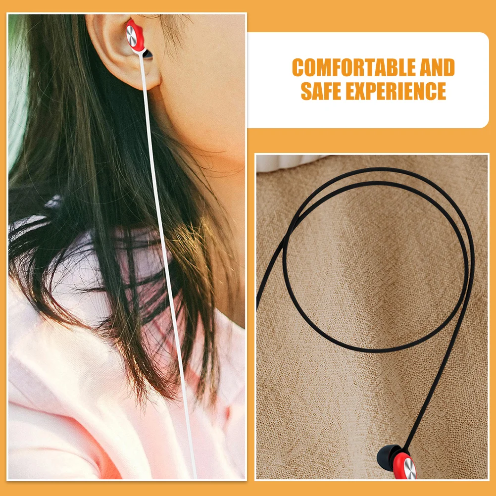 2 Pcs Headphone Lanyard Anti-lost Neck Strap Holder Hearing Amplifier Earplugs Rope Cord Sport Buds Earphone Silicone