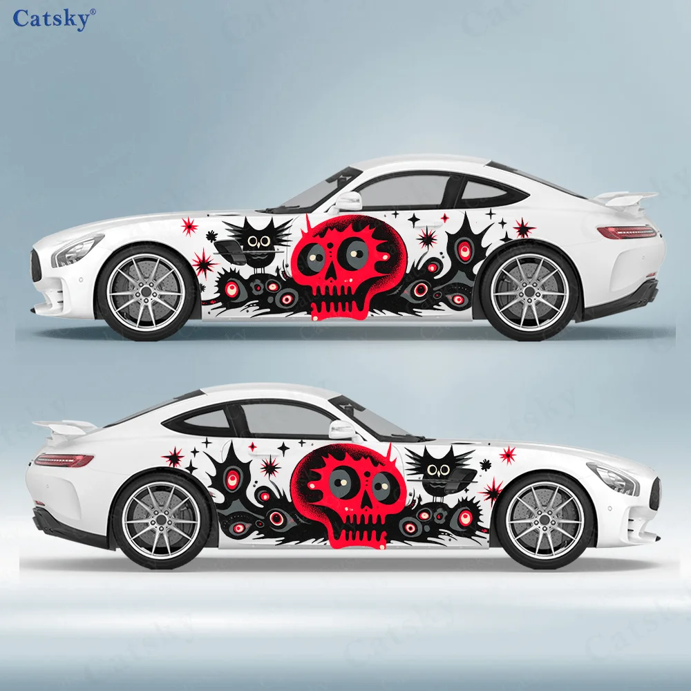 

Cartoon Horror Skull Car Side Sticker Decoration, PVC Waterproof Scratch Resistant Decal, Car Protection, Auto Accessories Gift