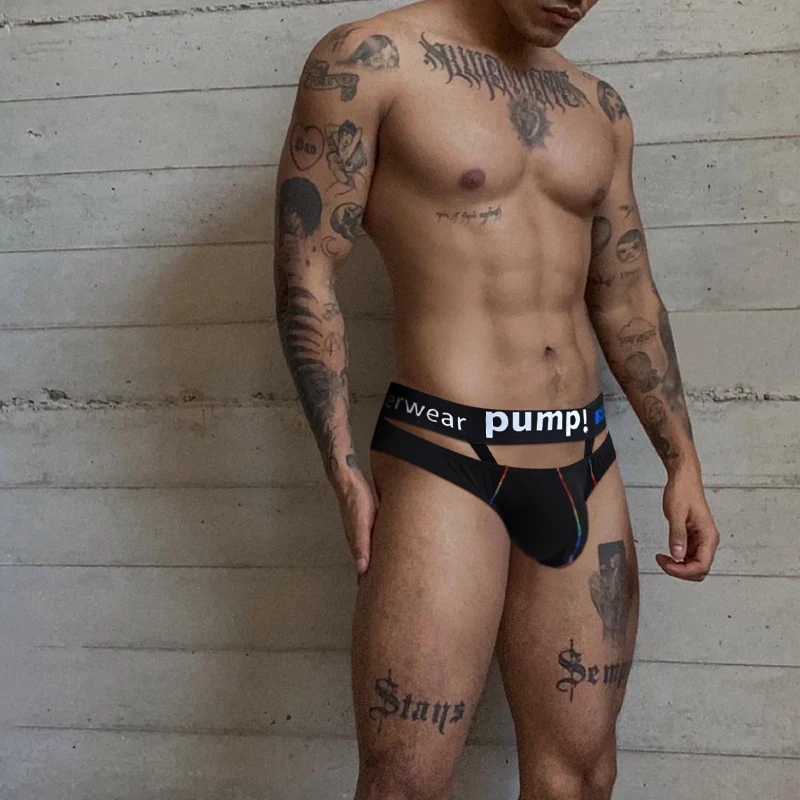3pc Sexy Men Cut-out Ring Brief Sporty Low-rise Convex Hip-lifting Pantie Elastic Scrotal Support Underwear Pushe Cock Lingerie