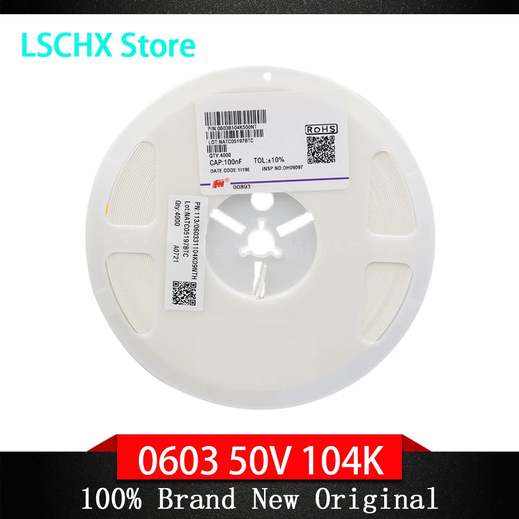 4000pcs 0402 0603 0805 1206 capacitor 100nf 104 x7r 104 50v smd capacitor full reel 10%