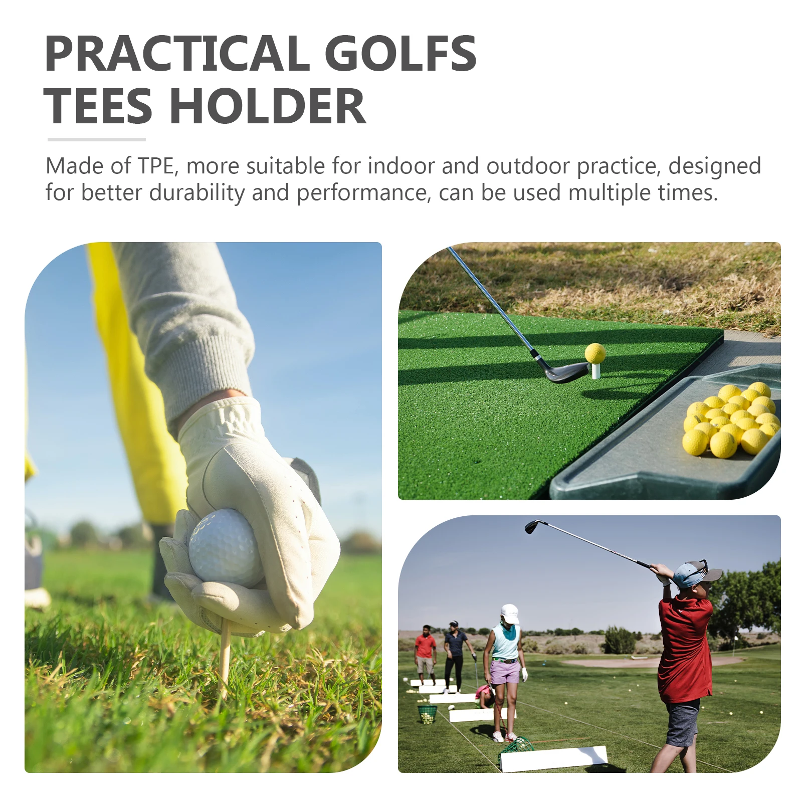 4 قطع من تي شيرتات الجولف المرنة المقاومة للاهتراء، تصميم ثابت، سهل التركيب، لوازم ممارسة الجولف