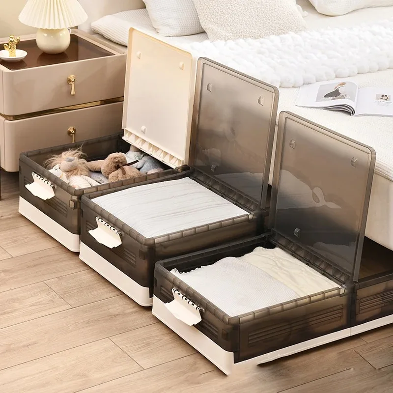 Underbed Storage Containers Bin With Lid Under Bed Storage Organizer Box With Handle Foldable Sturdy Storage Cabinet With Wheels