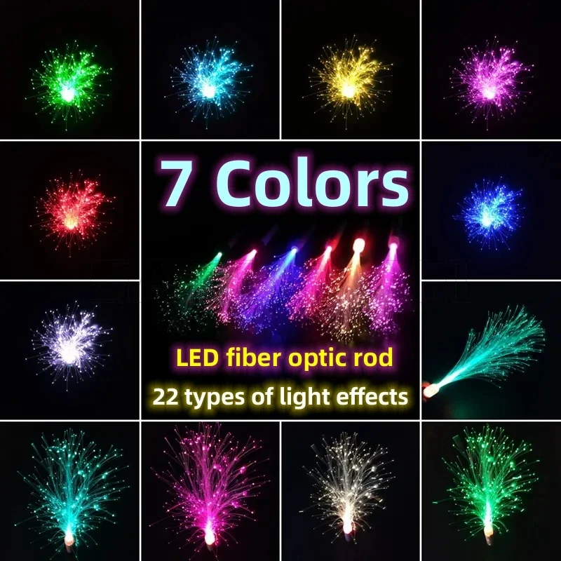 LED Fiber Optic Wands Glow Sticks Flashing Concerts Rave Colorful Flashing Concert with Strap LED Light Up Show Atmosphere Props