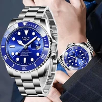 Relojes LIGE originales de cuarzo para hombre, reloj azul resistente al agua para hombre, reloj de pulsera luminoso de cuarzo de acero inoxidable para hombre