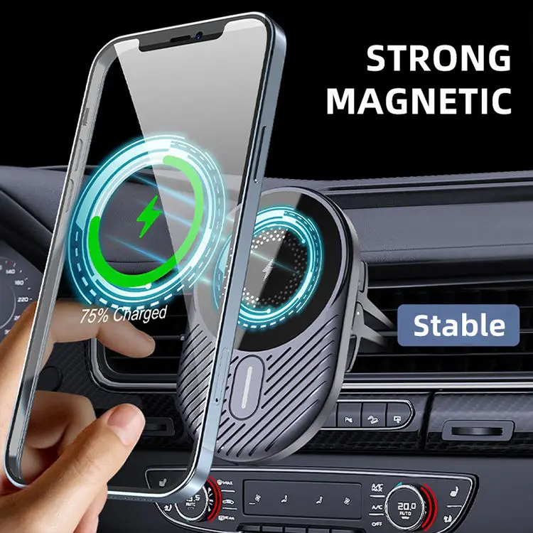 15w Qi Wireless Fast Quick Charging Magnetic Suction Wireless Charger Vehicle Car Mount Stand