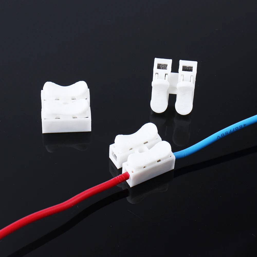 5pcs/10Pcs CH-2 CH-3 Spring Wire Quick Connector 2P 3P Electrical Crimp Terminals Block Splice Cable Clamp Easy Fit Led Strip