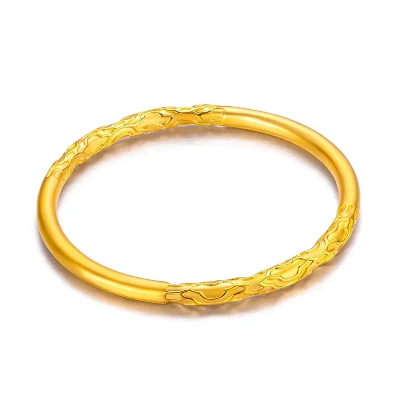 

High quality gold 24k hard gold bracelet closed AU999 auspicious cloud womens jewelry genuine pure gold bracelet