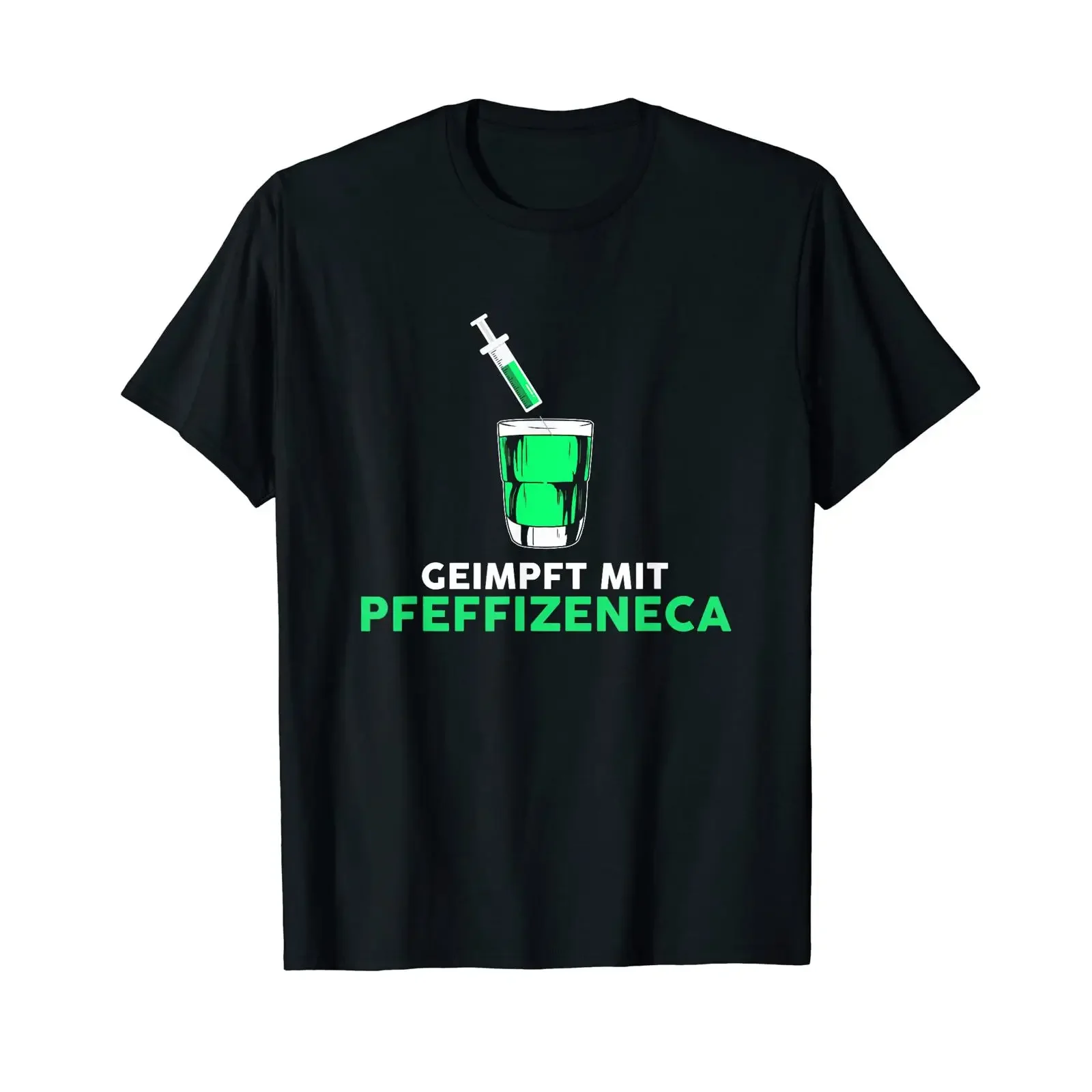 Inoculated with Pfeffi peppermint liqueur schnapps T shirt vintage Washed designer clothes Stylish Unisex graphic Versatile