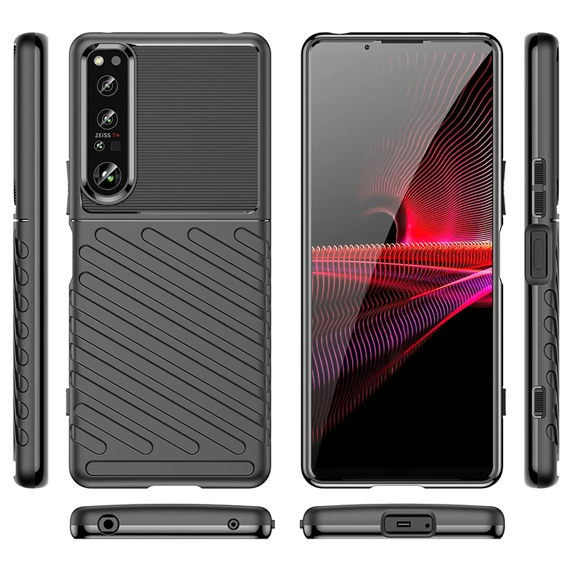 For Sony Xperia 1 IV Luxury Thunder Case Shockproof Silicone Back Cover for xperia 1iv Fashion Mobile Shell Coque Fundas