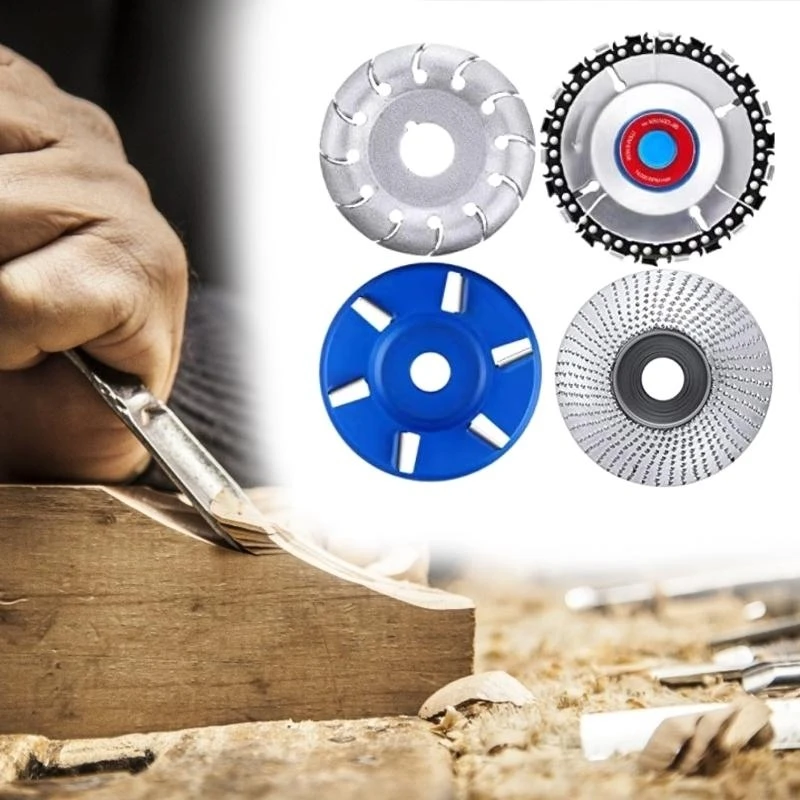 Muela angular multifunción, disco tallado madera 6T, 4 Uds., disco cadena amoladora 22T para pulir y tallar,