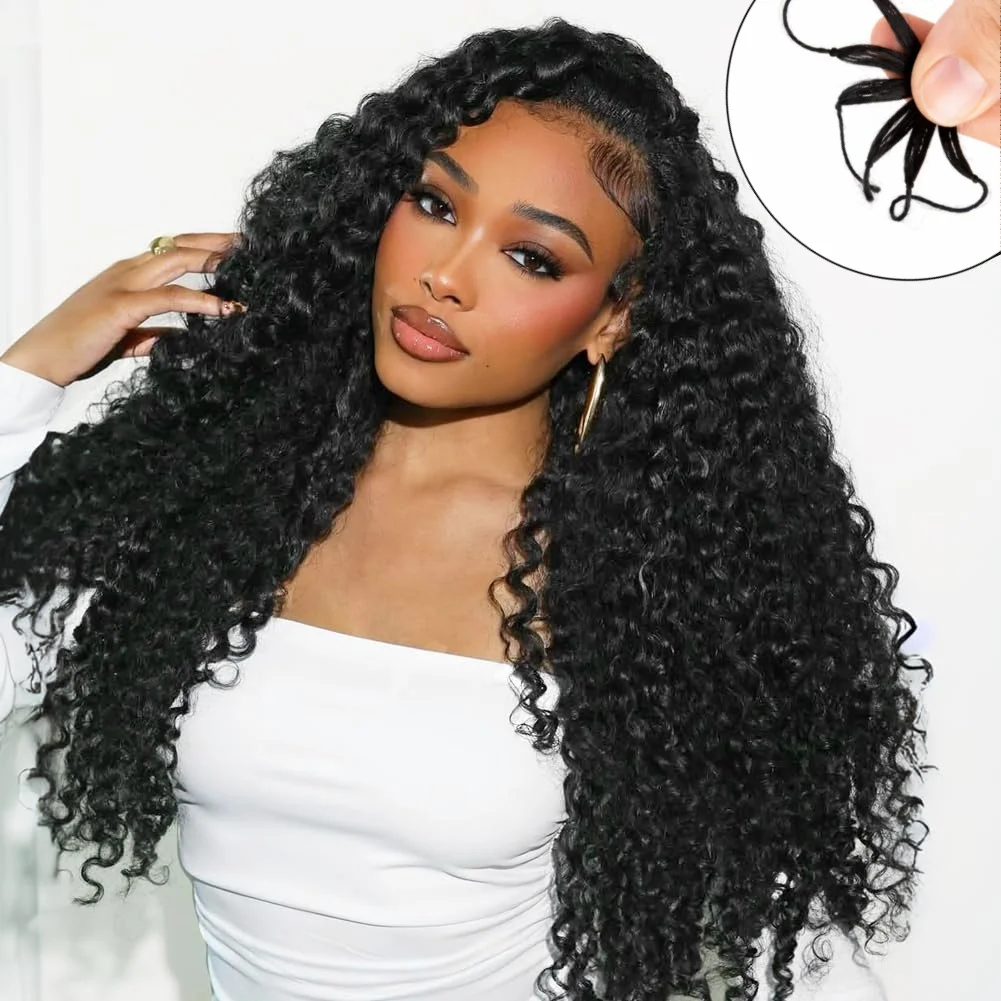 

Глубокие кудрявые волосы для плетения крючком, предварительно разделенные, без узлов, глубокая волна, накладные пряди из натуральных волос для многоразовых бохо-косичек