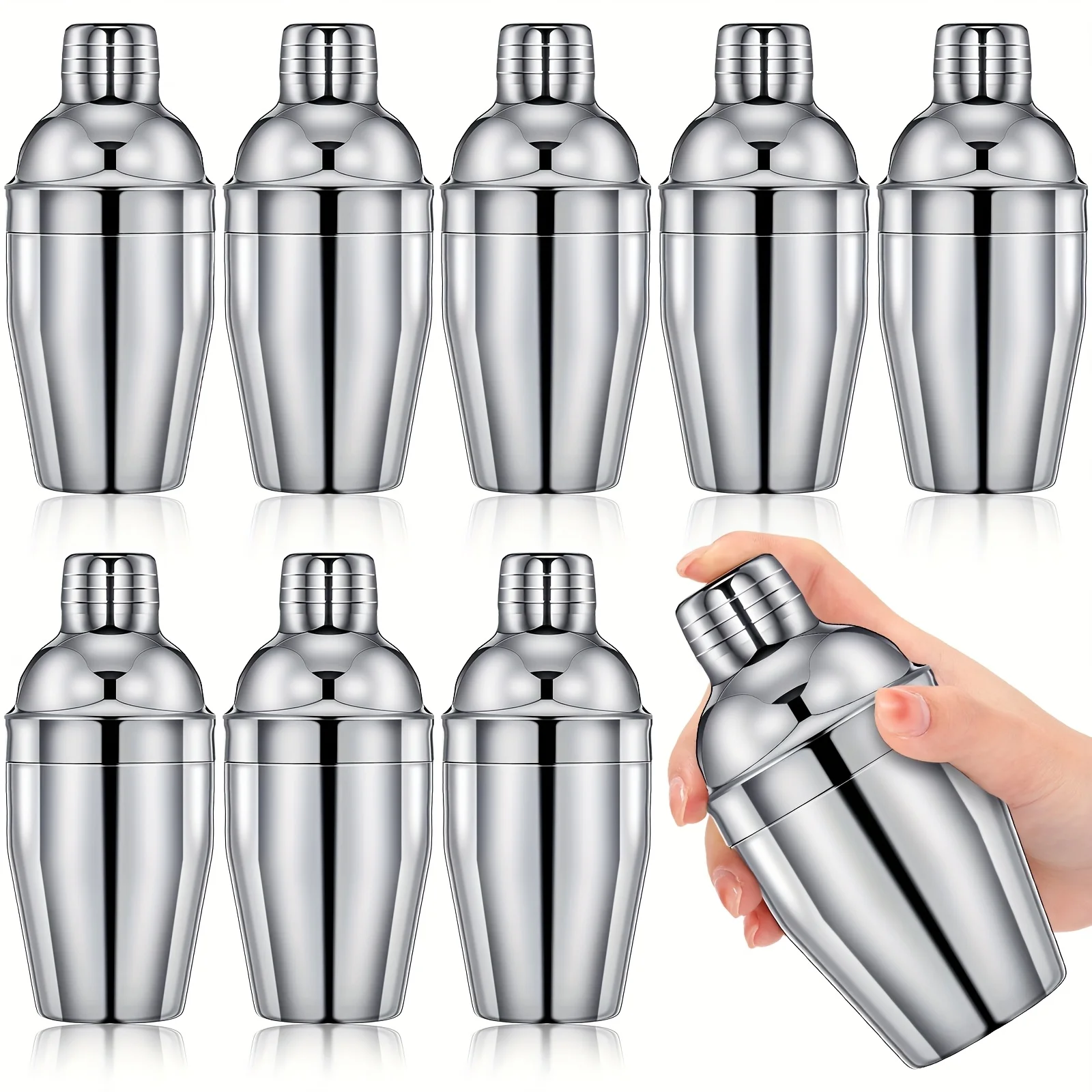 

9pcs Bar Cocktail Shaker Professional Stainless Steel Martini Drink Mixer with Built-in Strainer for Bartending No Leaks Boston Shaker for Bar Party Drink Mixing Tool (8oz)