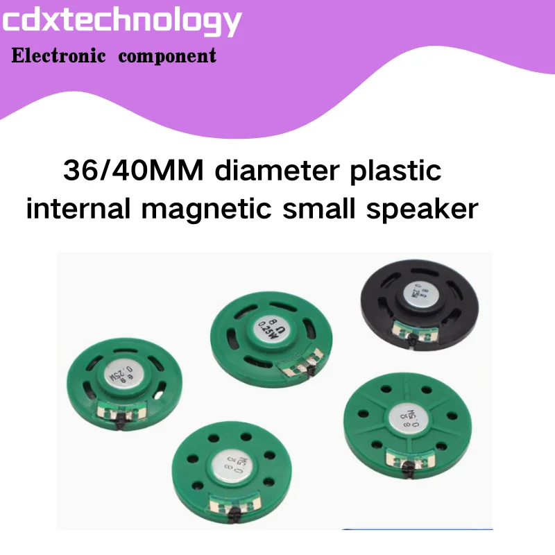 5pcs/lot Diameter 36/40MM plastic environmental protection internal magnetic small speaker 8Ω 0.25W 0.5W ultra-thin speaker