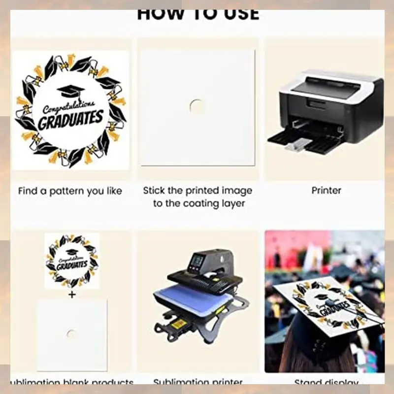 

2025 New-Sublimation Blanks Graduation Topper Heat Transfer Plate, MDF Adhesive Grad Hat Topper Decorations For Party Supplies