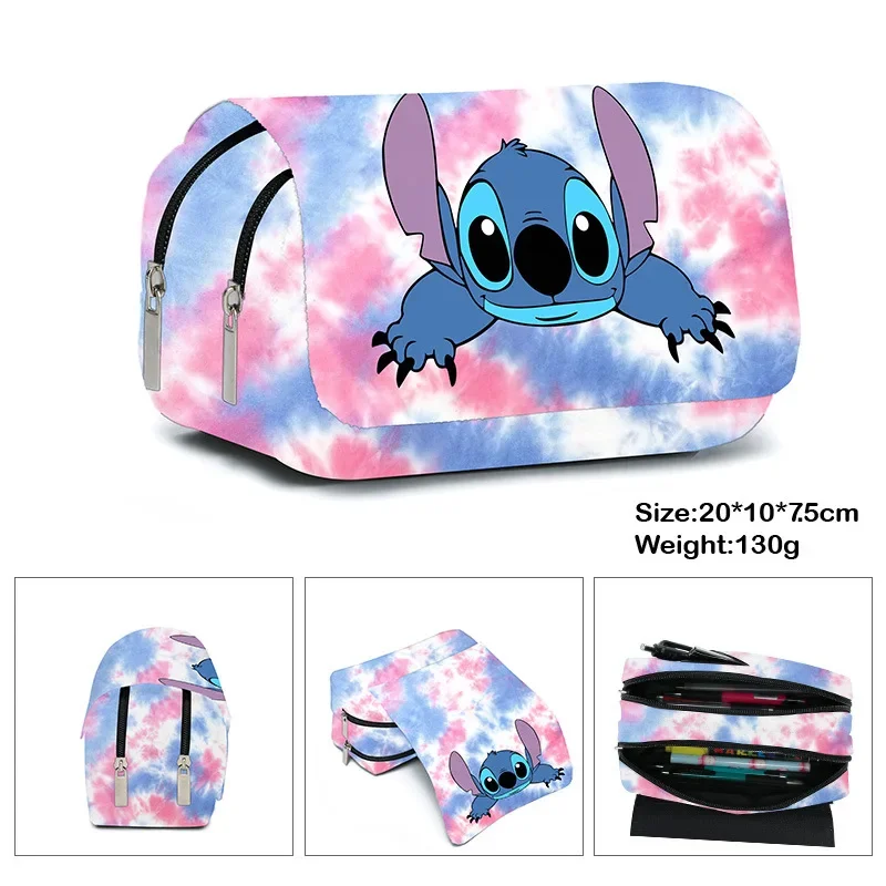 HOT Stitch Fully Printed Flap Pen Bag Stationery Box Pencil Case Primary and Secondary Anime Kawaii Cartoon School Bag Mochila