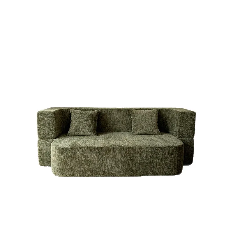 Vacuum compressed retro fabric sofa bed, folding dual-purpose lazy module sofa
