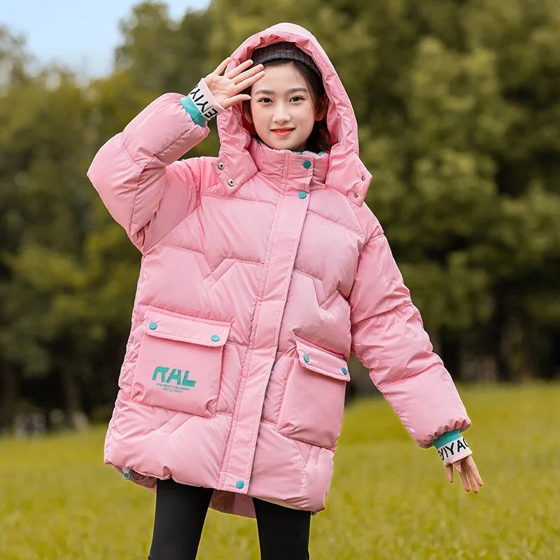 Girls Down Coat Overcoat Jacket Windbreak Outerwear 2024 Pink Winter Autumn Sport Warm Christmas Gift Children's Clothing