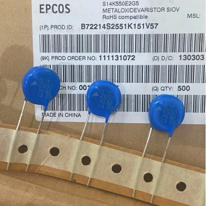 

5PCS S14K550E2 S14K550 B72214S2551K101 550VAC 10% 14mm 5KA B72214S2551K151 Varistors