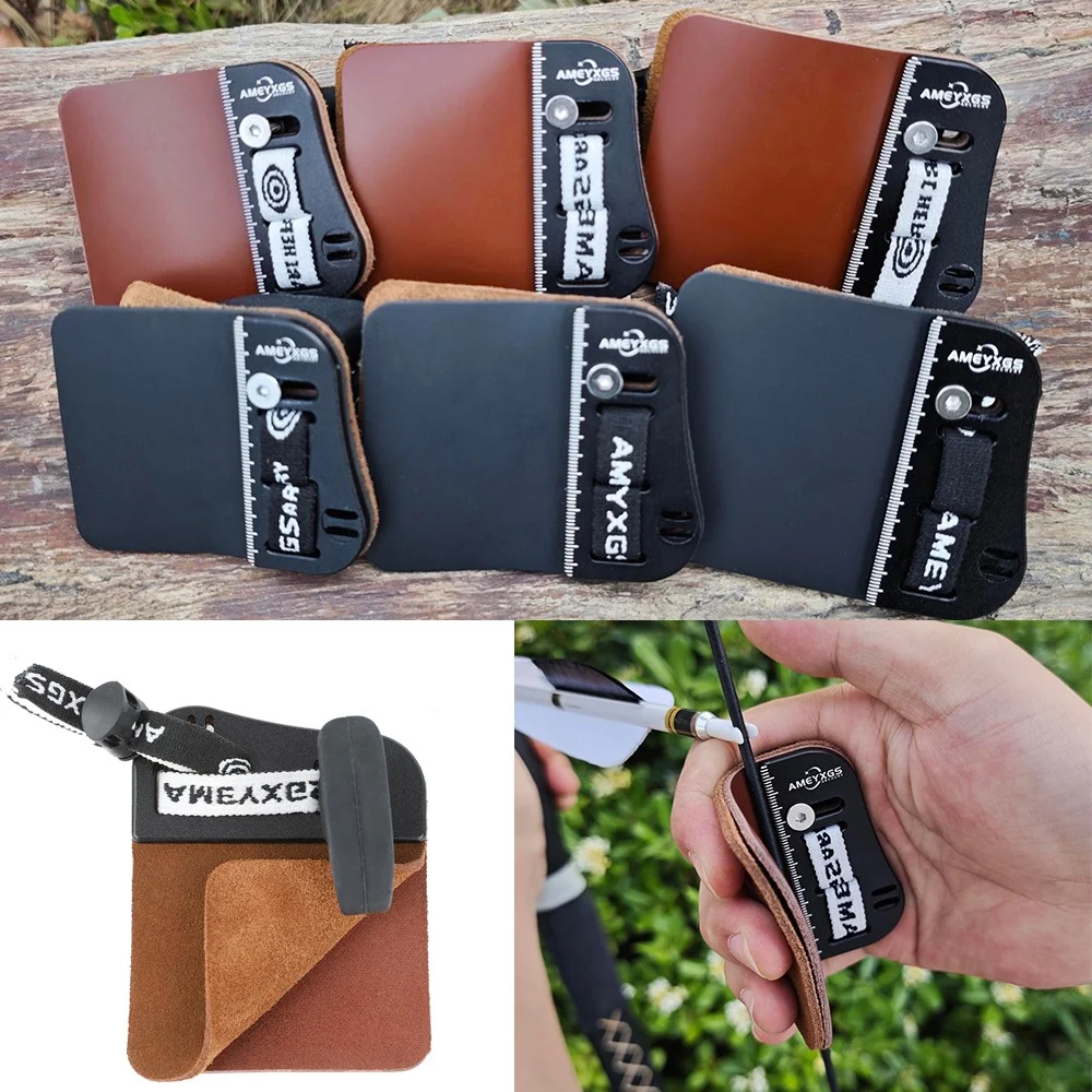 

Archery Finger Guard S/M/L Leather Finger Tab for Left/Right Hand Traditional Bow Hunting Recurve Bow Shooting Finger Protector
