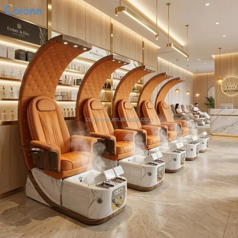 Modern Luxury Pedicure Chair Salon Furniture Professional Spa Manicure Pedicure Station with Rolling Massage and LED Light