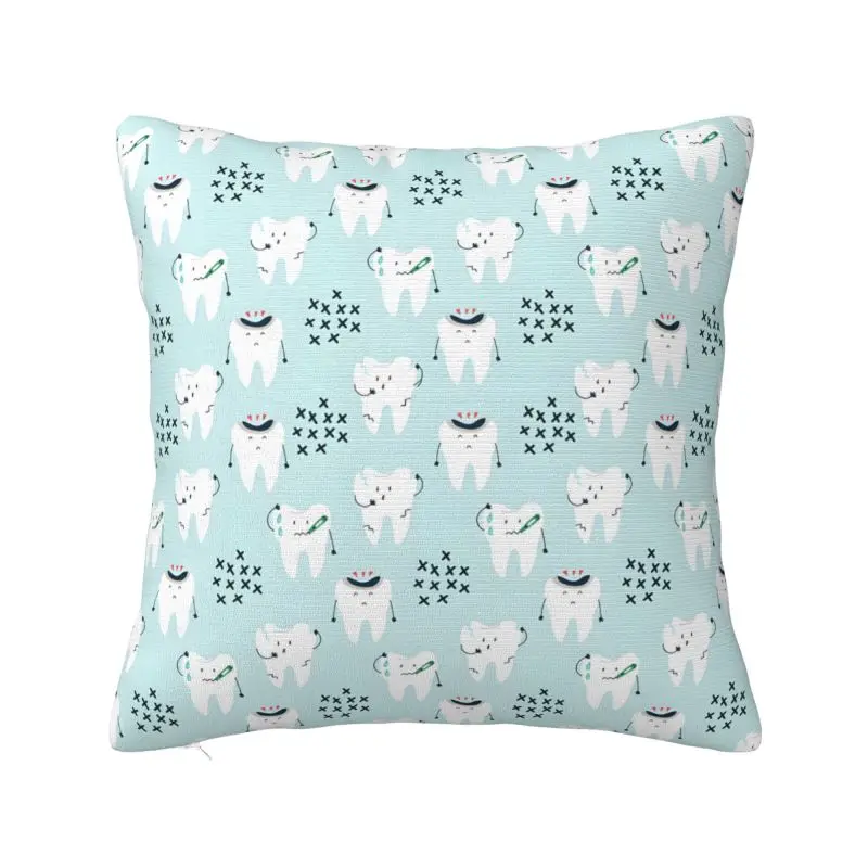 

Custom Nordic Kawaii Healthy Teeth Pattern Tooth Cushion Cover for Sofa Soft Care Dental Health Pillow Case