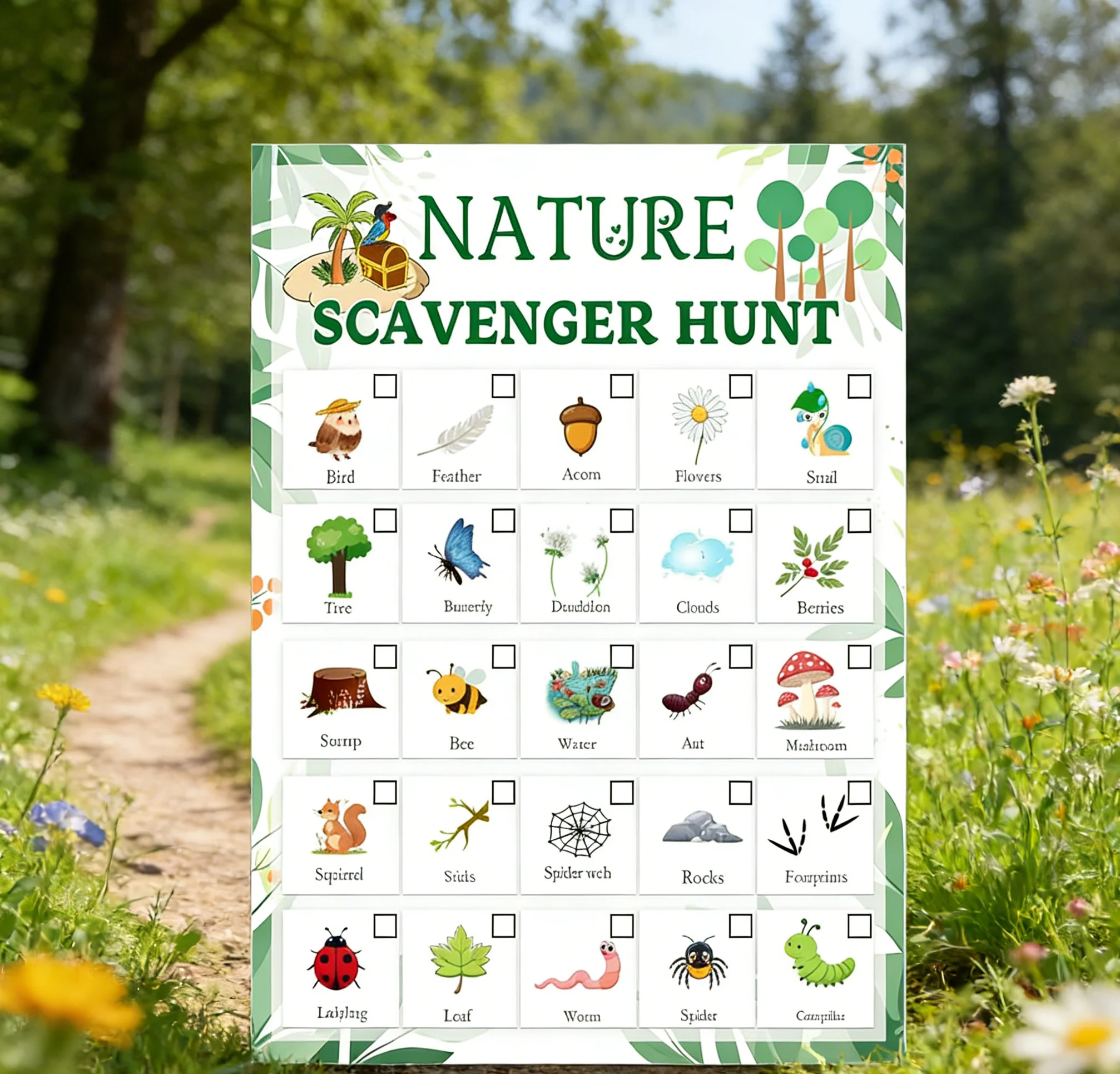 자연 탐험 카드 5 x 7인치 캠핑 탐험 카드 캠핑 로 - Scavenger Hunt Card 리뷰 및 가격