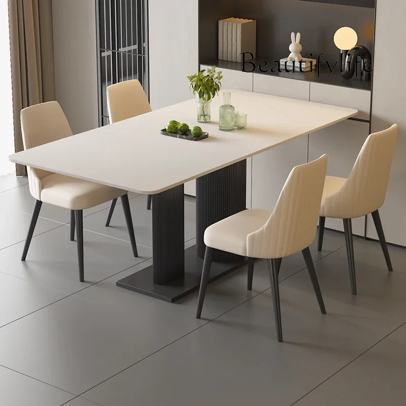 N45 Italian Rock Slab Dining Table Modern Simple Comfortable Adult Romantic Table Designer Reception Muebles Salon Furniture
