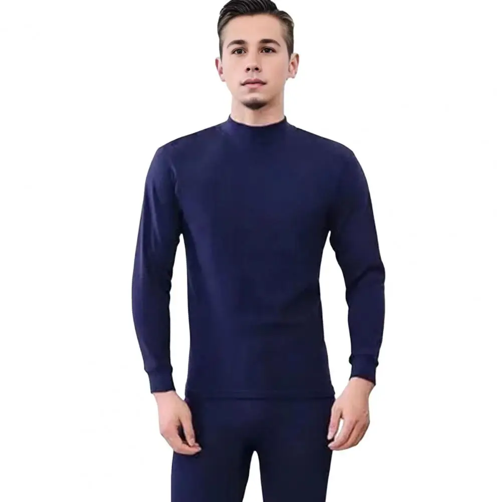 Fleece-lined Thermal Long Johns Men's Winter Thermal Underwear Set with Turtleneck Top Slim Fit Pants Warm Cozy for Sports