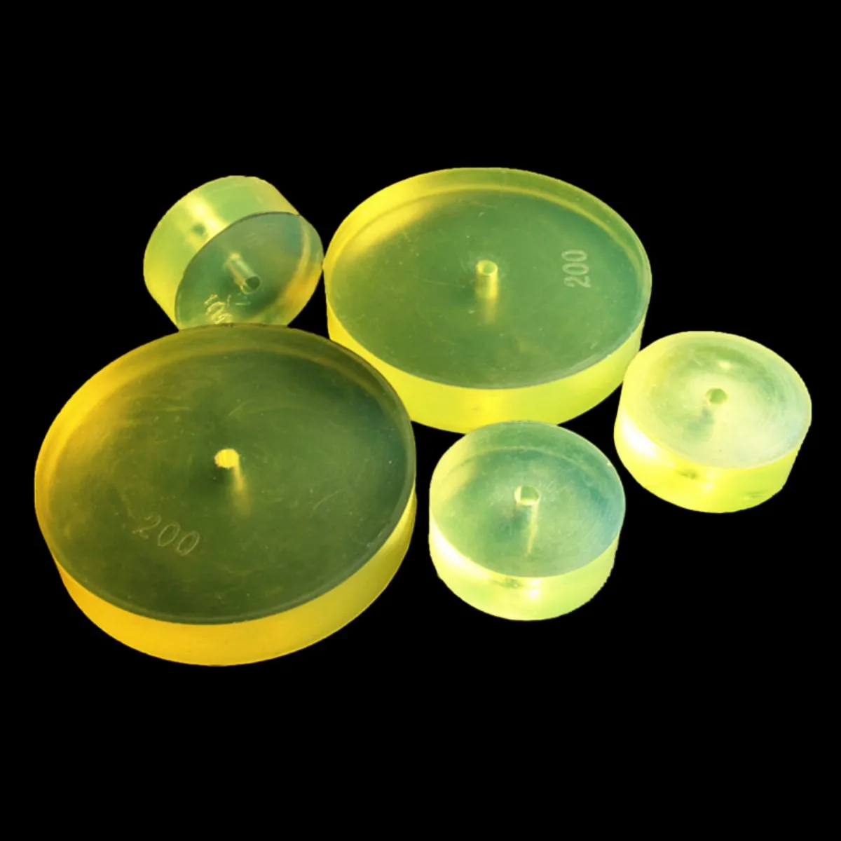 Cushioning Round Pad Heavy Machinery PU Shock-Absorbing Circular Sheet Mat 50mm-250mm Diameter with 10mm Inner Hole